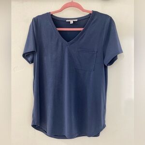 ❤️❤️❤️Cotton Green Envelope Dark Slate Blue Crewneck Short Sleeve Casual Blouse